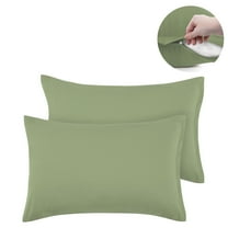 PiccoCasa 2 Packs MicrofiberPillowcases Zipper Closure, Queen Sage