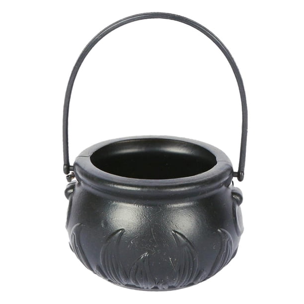 Cubo de dulces de Halloween, soporte para dulces negros, maceta para adornos de mesa (grande 14cm)