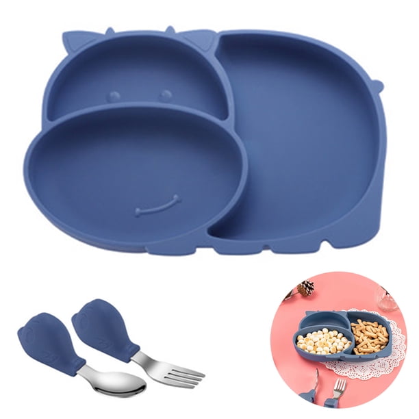Plato de succión de silicona para bebé, plato dividido para niños pequeños, platos de silicona para niños que se adaptan a la mayoría de las bandejas de trona, apto para microondas y lavavajillas