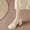 White, variant on New Mary Shoes Women Fashion High Heel Thick Bottom Buckle Bead Round Head Single Shoes Mid-heeled Shoe
