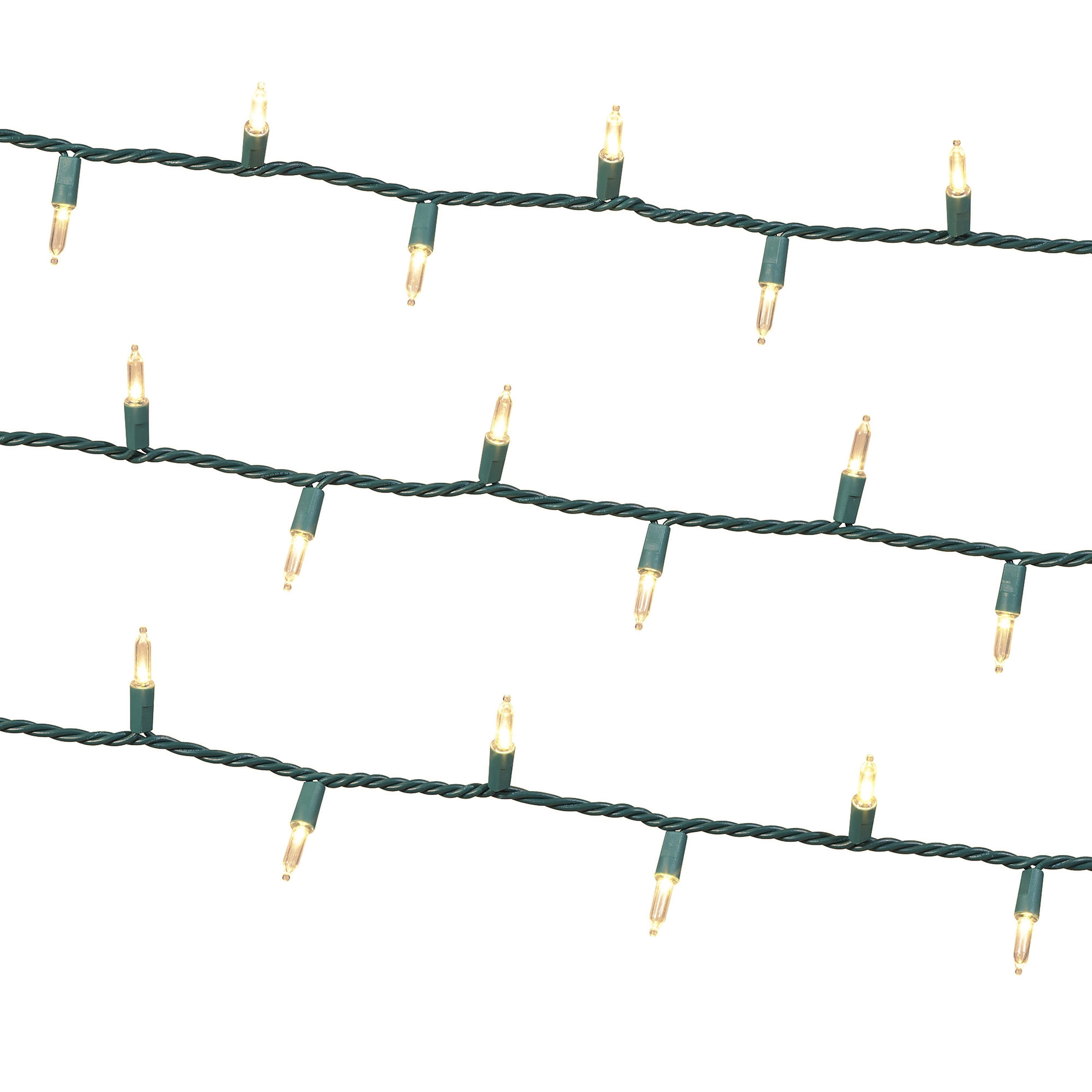 Indoor/Outdoor 100-Count LED Mini Christmas String Lights, Warm White, Green Wire, 19.5', by Holiday Time