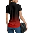 thumbnail image 3 of WTOBBY Women's Quick-Dry Fitness Short Sleeve Shirt, Gradient Color Cycling Top with Reflective Details & Secure Back Pockets,Red S, 3 of 4