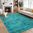 thumbnail image 1 of Washable Boho Vintage Area Rug - Distressed Non-Slip Collapsible Carpet - Low Pile Accent Rug for Living Room, Bedroom, Dining Room - Classic Abstract Farmhouse Style - Green Pine, 5x7ft, USA, 1 of 7