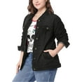 thumbnail image 1 of GRACE & GRANDEUR Women's Plus Jean Jacket Button Closed Cropped Denim Jacket, 1 of 6