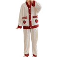 thumbnail image 2 of Women's pajamas set double-faced fleece pajamas cardigan with buttons autumn and winter full set pajamas, 2 of 7