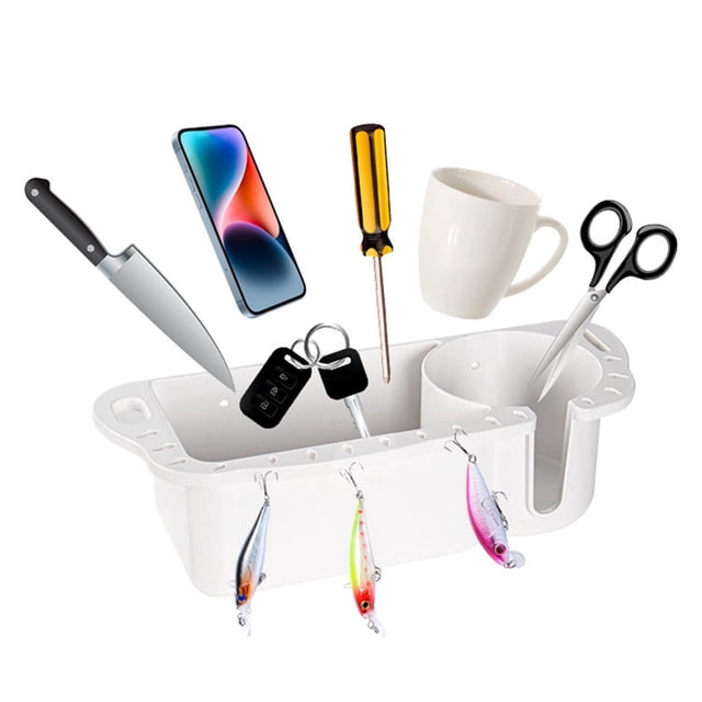 Organizador de Almacenamiento para Barcos, Accesorios para Barcos, Repuestos, Fácil de Instalar, Práctico Portabebidas para Barcos, Equipo de Pesca Pa Blanco