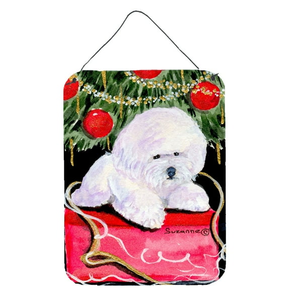 Carolines Treasures Christmas Tree with Bichon Frise Aluminium Metal Wall or Door Hanging Prints, 16" x 12", Multicolor