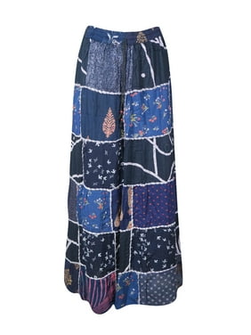 Mogul Women's Peasant Patchwork Maxi Skirt Printed Hippy Chic Vintage Tiered Rayon Long Skirts