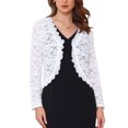 thumbnail image 1 of INSPIRE CHIC Chaqueta de mujer para la noche 2025 Invitada de boda Manga larga Encaje Cóctel Formal Bolero L Blanco, 1 of 6