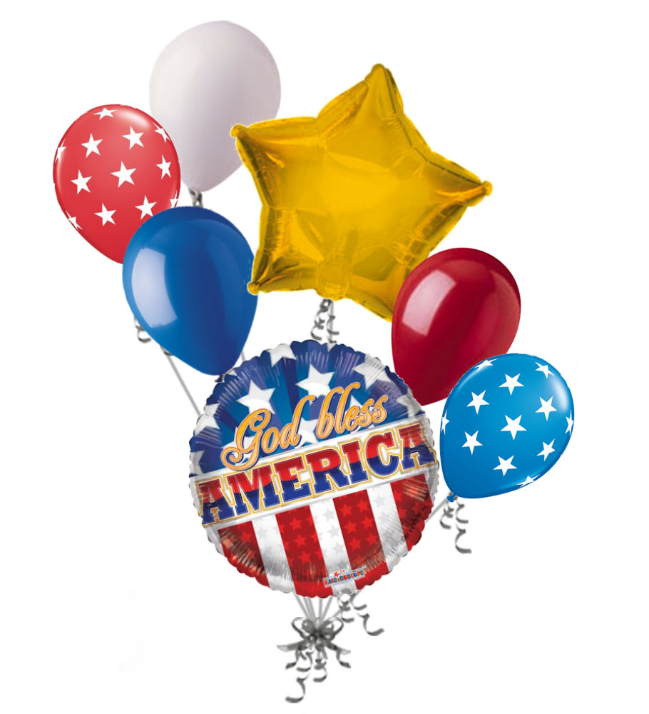 Red and Blue Star Patriotic Balloon Birthday Graphic Yard Greeting Sign