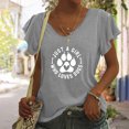thumbnail image 2 of Camiseta informal para mujer, blusa estampada con volantes, manga corta, cuello en V, Tops Fridja  ghk6962, 2 of 5