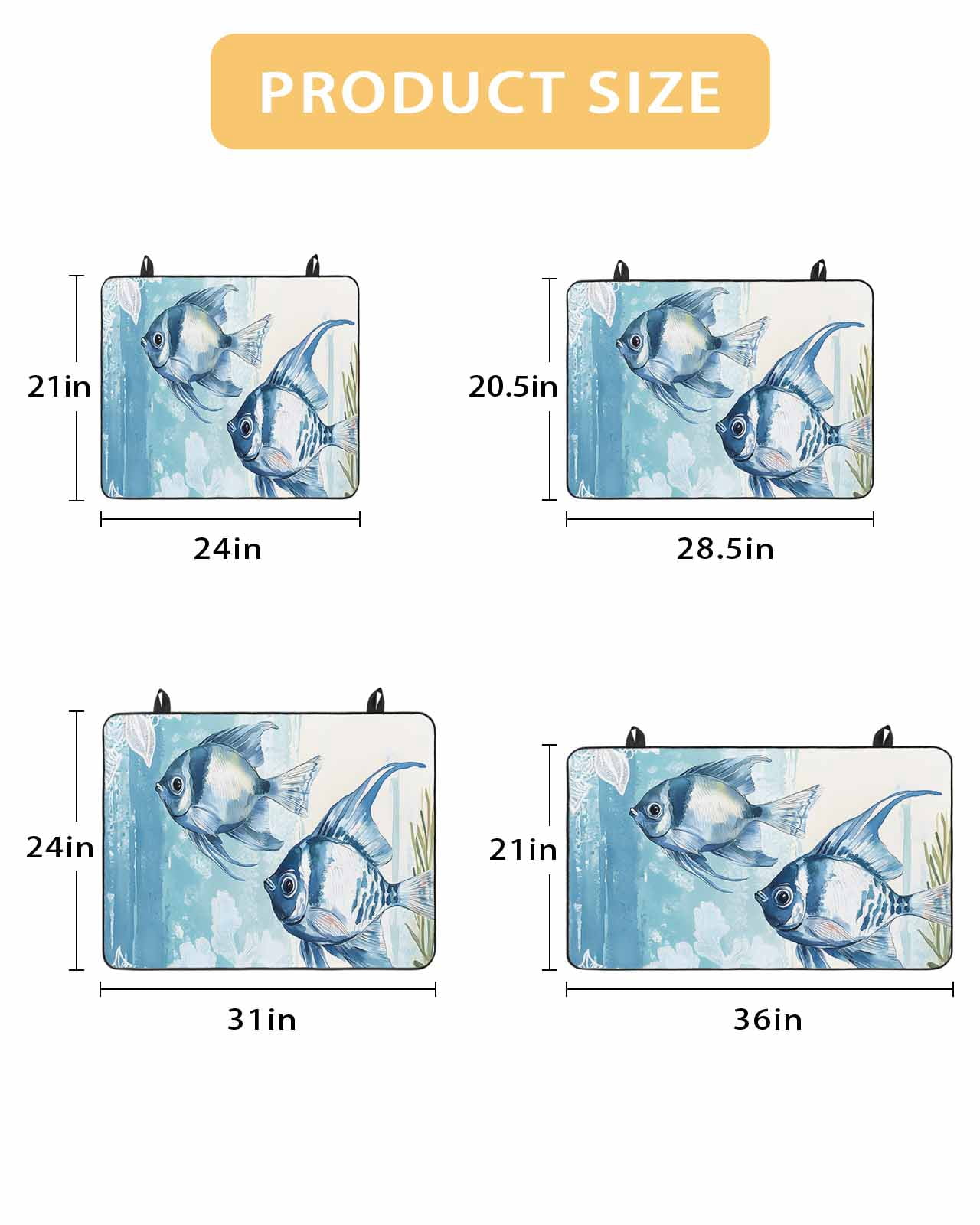 nqOlkjepod Large Induction Cooktop Protector Mat 24"x21", Summer Ocean Blue Stove Top Covers for Electric Stove, Watercolor Fish Flower Decorative Stove Burner Cover Mats, Glass Top Stove Cover