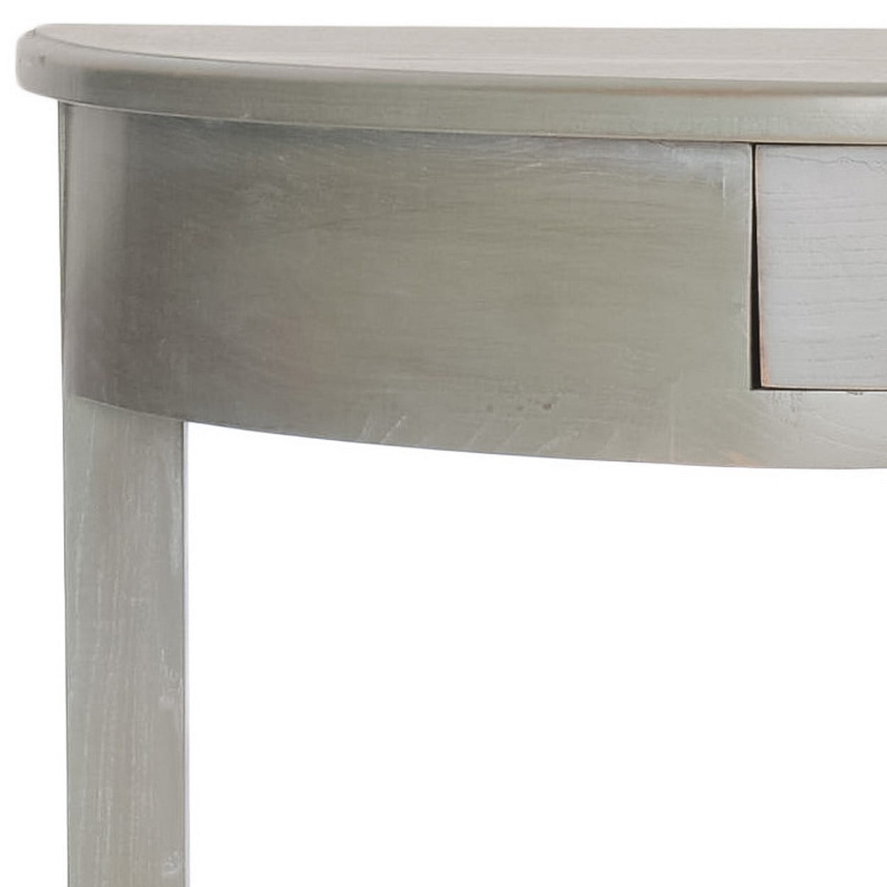 SAFAVIEH Alex Solid Nautical Demilune Console with Storage Drawer, French Grey