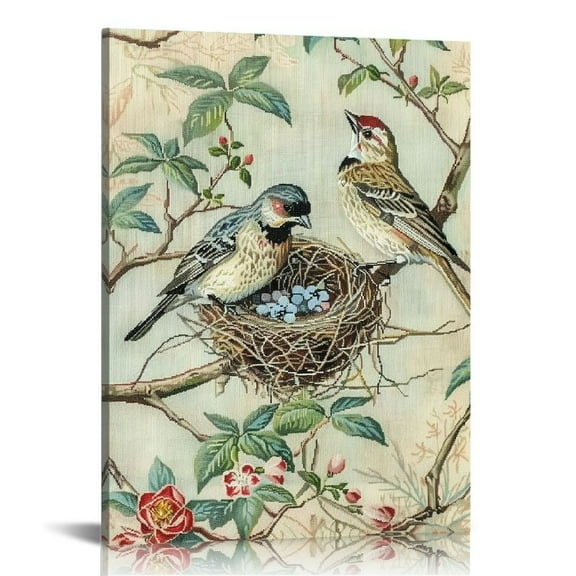 Pratyus Birds Nest Canvas Wall Art Home Decoration Print - Perfect Gift for Home Decor, Living Room, Bedroom, Office - Ideal for Wedding, Anniversary, Christmas - Enhance Room Atmosphere 12x16in