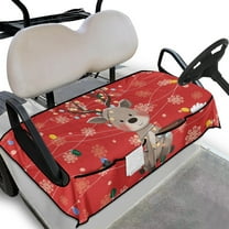 Yuyamidu Cute Reindeer Golf Cart Seat Cover Colorful Light Golf Cart Seat Towel Blanket for 2-Person Seats Club Car Cushion Covers with 4 Front Pockets Christmas Golfcart Seat Covers
