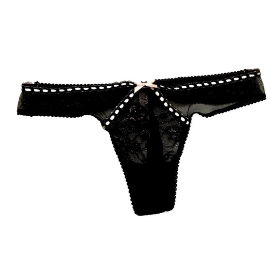 Victoria's Secret Dream Angels Thong/String Panty Black Mesh Lace Size Medium NWT
