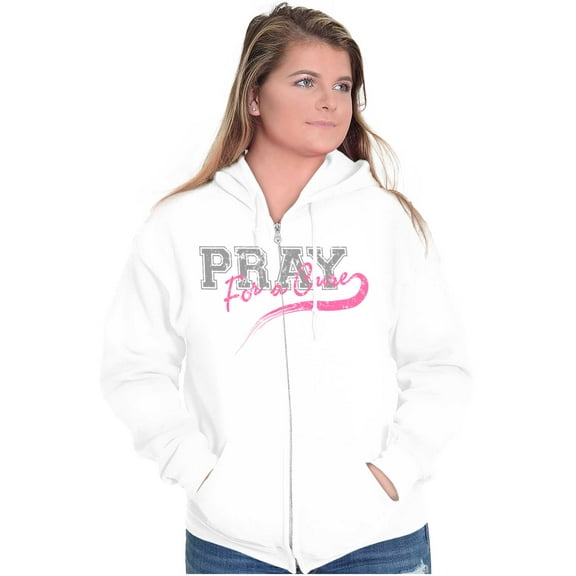 Pray For A Cure Breast Cancer Sport Zip Hoodie Sweatshirt Women Brisco Brands S