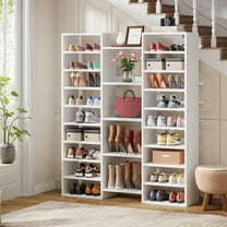 Tribesigns 59 Inch Tall Shoe Shelf with 22 Open Cubbies,46 Pairs Wide Entryway Shoe Organizer Shoe Storage Cabinet,14-Tier Shoe Rack for Entryway, Living Room, Bedroom, White
