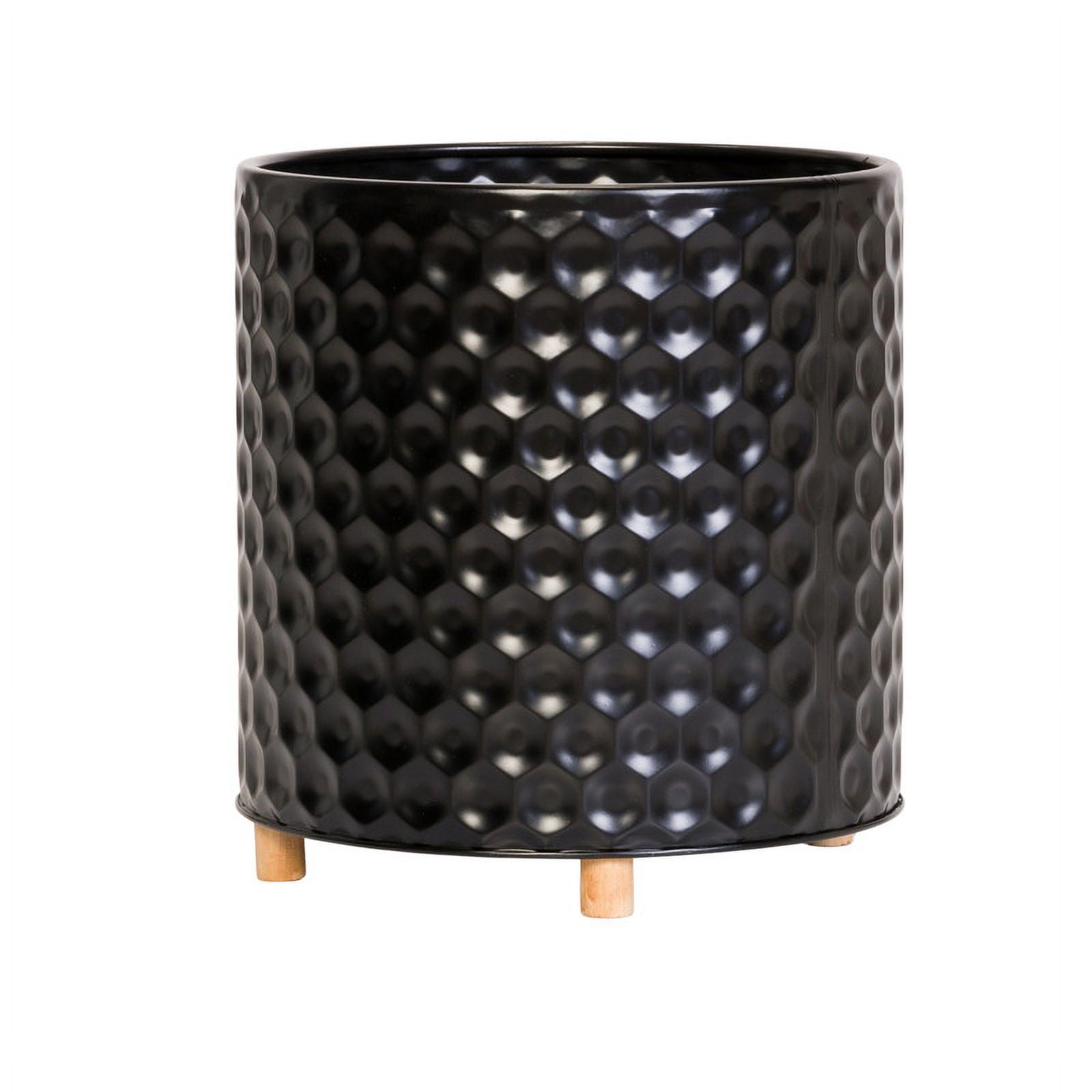 Honeycomb Metal Planter Pot With Peg Base - Black - 10.75"H x 10.25"W
