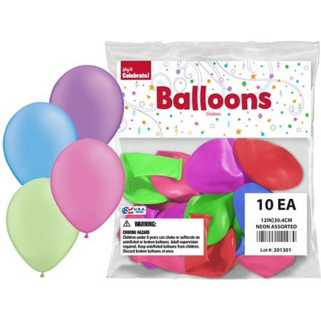 10 Ct. 12" Plain Neon Balloons