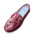 thumbnail image 2 of GERsome Women's Loafer Flats Round Toe PU Leather Slip-On Work Shoes Casual Comfort Walking Dressy Shoes, Red Size 6.5, 2 of 9