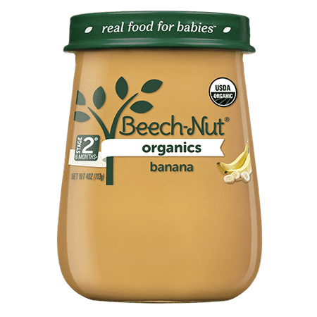 (10 Jars) Beech-Nut Organics Baby Food Jar, Stage 2, Banana, 4