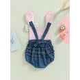 thumbnail image 4 of Arvbitana Baby Girls Easter Romper Sleeveless Cartoon Print Patchwork Rabbit Ears Bow Frills Bodysuits Summer Cute Jumpsuits Tops for Newborn 0-24M, 4 of 9