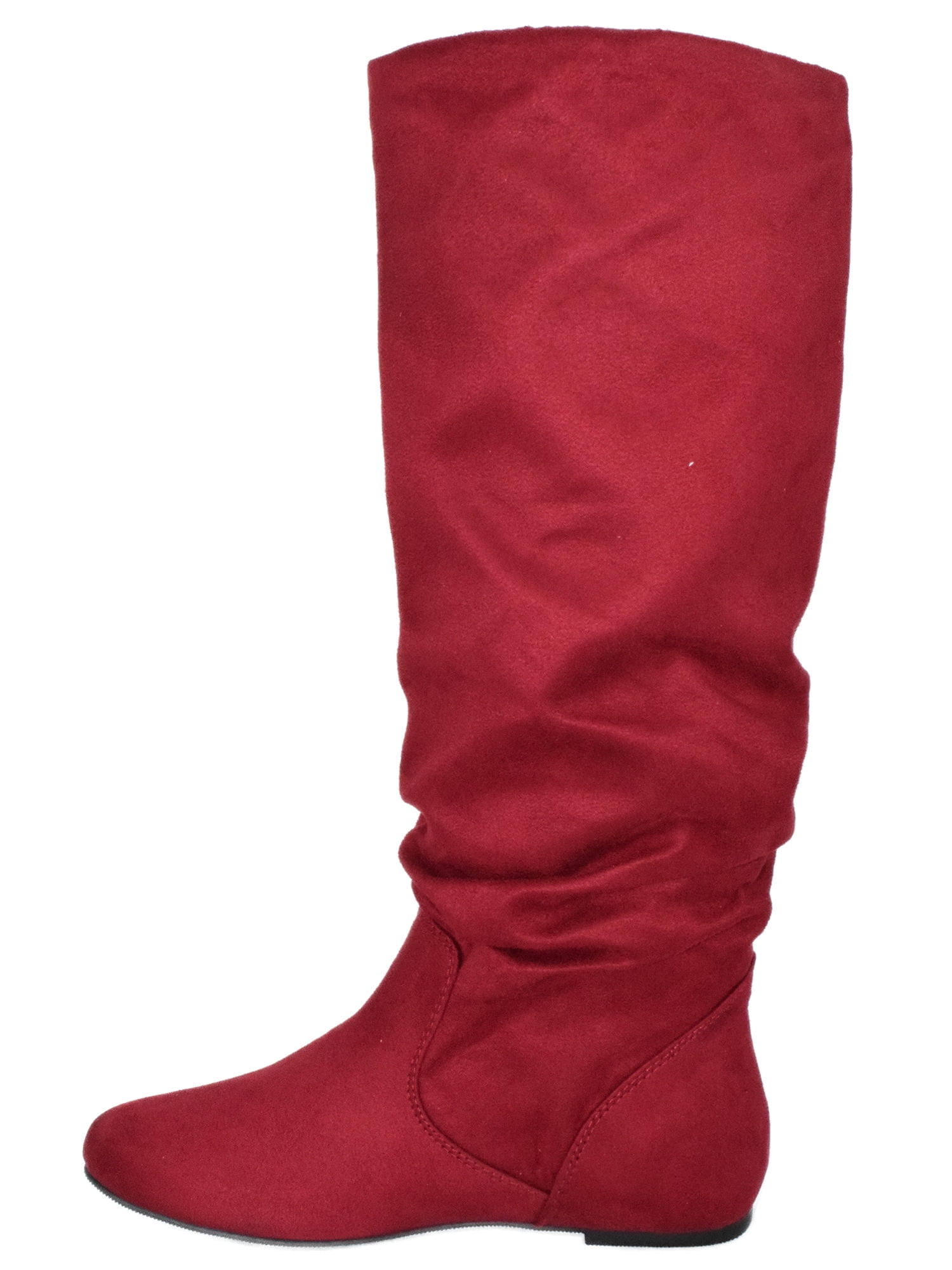 flat red suede boots