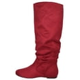thumbnail image 3 of ZULUU Red Cherry Soda Brand Knee High Women Basic Boots Flat Slouchy Boots Slip on Faux Suede 6, 3 of 4