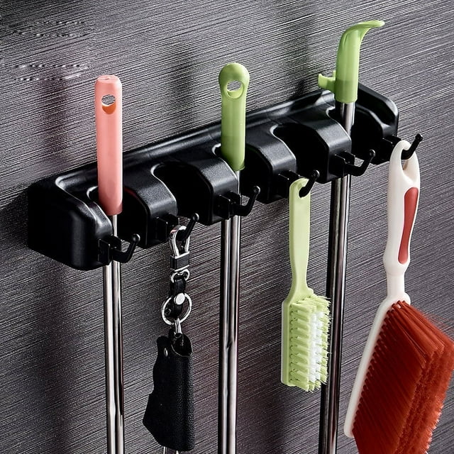 Multi-functional magic plastic mop rack card holder hook mop rack broom drain storage rack