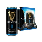 Guinness 0 Draught Non-Alcoholic Import Beer, 14.9 fl oz, 4 Pack Cans, less than 0.5% ABV