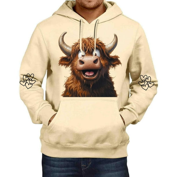 WILLBEST Sudaderas De Hombre Sudadera De Otoño e Invierno para Hombre con Estampado De Ganado Sudadera con Capucha y Hombros Descubiertos Sudadera De Manga Larga Top Mediana