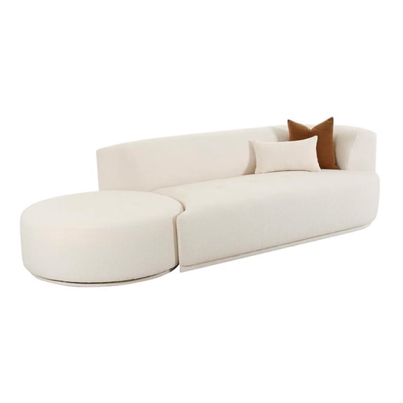 Pemberly Row Cream Boucle 2-Piece Chaise Modular Right-Arm Facing Sofa