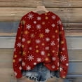 thumbnail image 5 of Long Sleeve Pullover Sweaters For Women O Neck Casual Cute Printing Knit Oversized Sweater for Fall and Winter, Christmas Snowflake Print, Cozy and Festive, Christmas Sweaters for Women ,Deep Red,L, 5 of 6