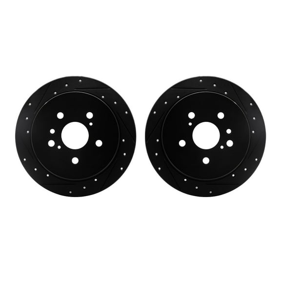 Dynamic Friction Company Rear Brake Rotors-Drilled and Slotted-Black 8002-76148