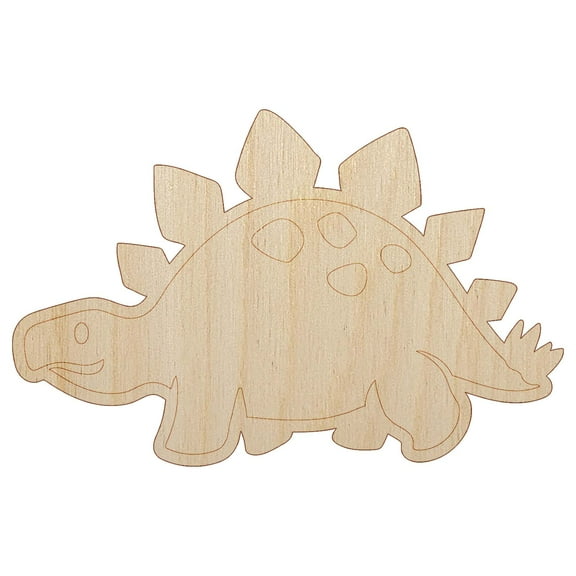 Cute Dinosaur Spiked Stegosaurus Wood Shape Unfinished Piece Cutout Craft DIY Projects - 4.70 Inch Size - 1/8 Inch Thick