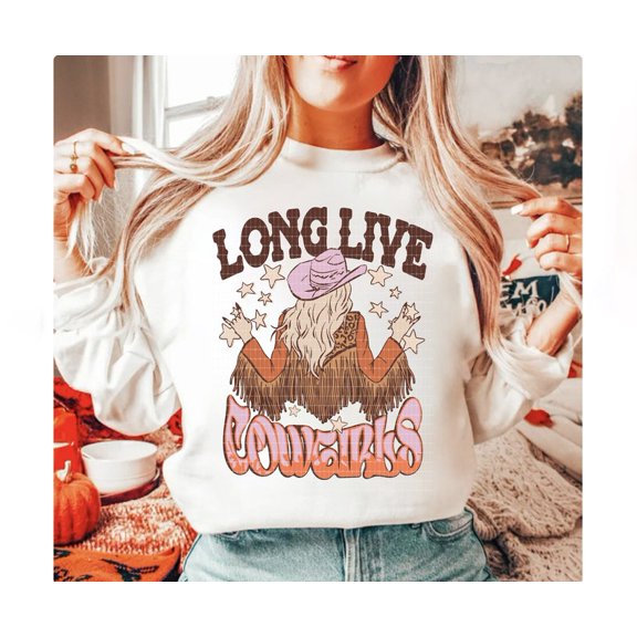 Long Live Cowgirls Sweatshirt– Retro Western Cowgirl Tee with Vintage Rodeo Vibes – Trendy Country Outfit for Southern Style Lovers