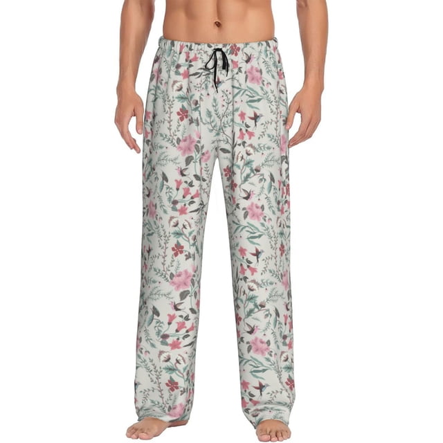 Fotbe Fairy Floral Pantalones de Pijama para Hombre, Pantalones de Dormir, Pantalones de Casa con Cintura Ajustable y Bolsillos-Medium