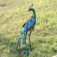 thumbnail image 3 of TERESA'S COLLECTIONS 22.4" Blue Peacock Metal Garden Statue, Mardi Gras Decor, Gift for Mom, 3 of 7