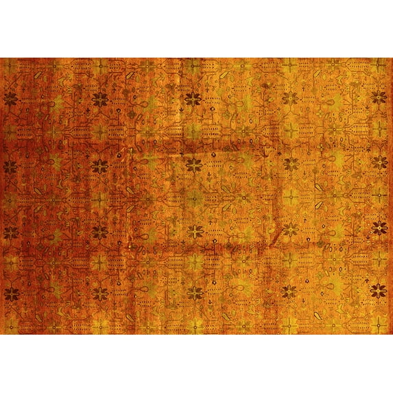 Ahgly Company Indoor Rectangle Oriental Yellow Industrial Area Rugs, 7' x 10'