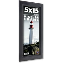 5x15 In - 5 x 15 Contemporary Black Solid Wood Frame with UV Framer's Acrylic & Foam Board Backing