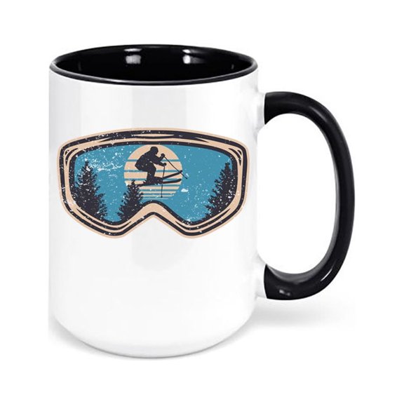 Skiing Coffee Mug, Ski Goggles, Ski Mug, Gift For Skier, Skiing Cup, Gift For Him, Skier Coffee Mug, Skiing Goggles, Mountain Mug, Ski Cup, BLACK