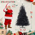 thumbnail image 2 of CAPHAUS 6 Feet Premium Full Artificial Black Christmas Tree w/ 1000 Branch Tips & Foldable Stand, Pre-Hinged, Fake Black Xmas Tree for Indoor, Office, Party, Holiday Decoration, Black Tree, 2 of 9