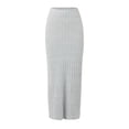 thumbnail image 3 of Tennis Skirts for Women Summer Skirt Women’s Slim Knit Skirt Elastic Waist Side Slit Wrap Bodycon Dress Elegant Knit Length for Everyday Wear Grey XL, 3 of 8