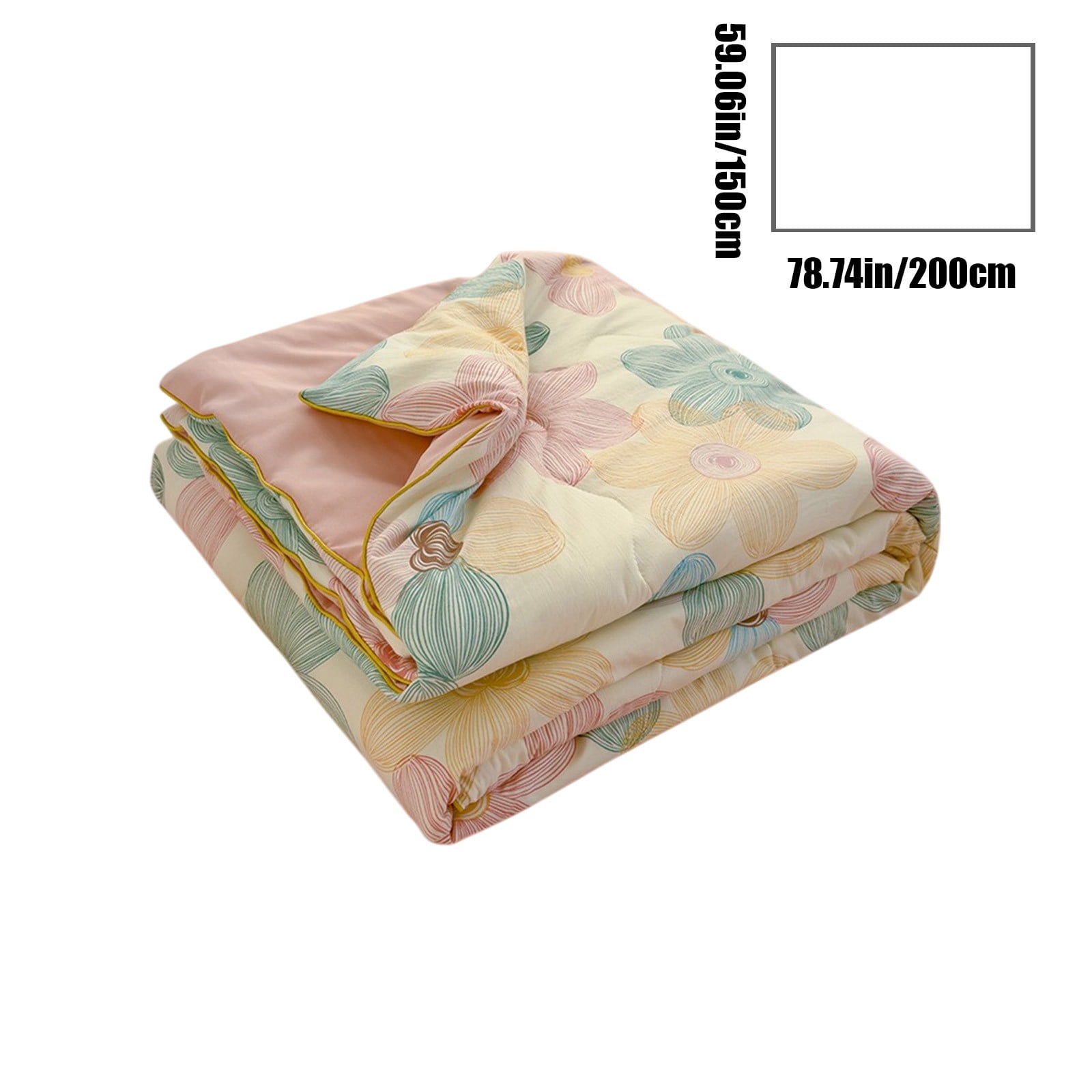Tunhigl Quilts Queen Size 59.1×78.8Inches Skin Friendly Plain Printed Quilts Washed Cotton Summer Quilt Soft Quilt