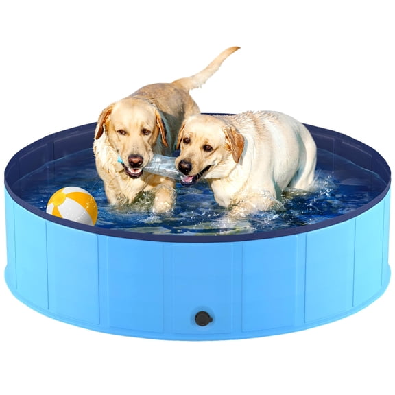 Niubya Foldable Dog Pool, Collapsible Hard Plastic Dog Swimming Pool, Portable Bath Tub for Pets Dogs and Cats, Pet Wading Pool for Indoor and Outdoor, 48 x 12 Inches