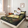 thumbnail image 3 of Castle Fairy Gothic Skull Queen Sheets 4 Pieces,Vintage Book Floral Leaves Queen Sheet Sets,Beige Brown Black,1 Fitted Sheet,1 Flat Sheet and 2 Pillowcases, 3 of 6