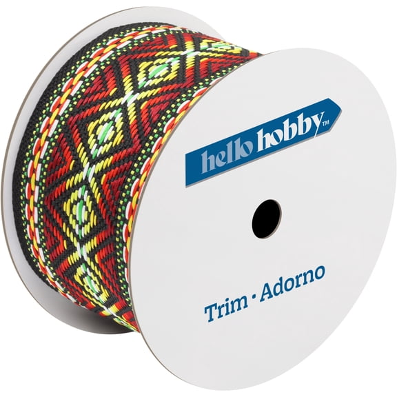 Hello Hobby Black Jacquard Aztec Sewing Trim, 2 in x 1 yd