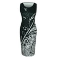 thumbnail image 3 of DYMADE Women Fashion Crewneck Print Sleeveless Bag Buttock Dress Midi Skirt, 3 of 7