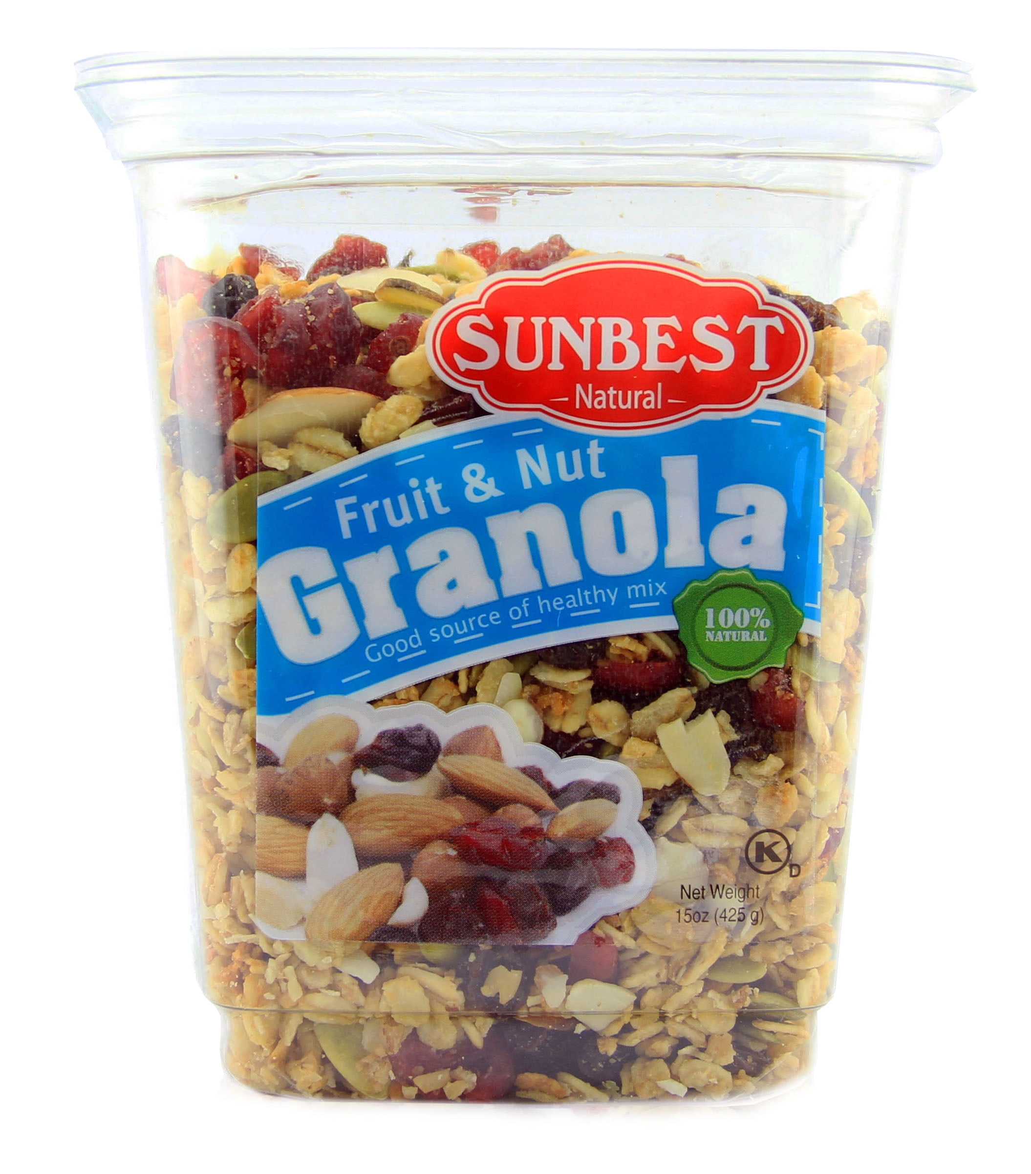 SUNBEST NATURAL Fruit and Nut Granola Cereal 15 Oz Container (Fruit